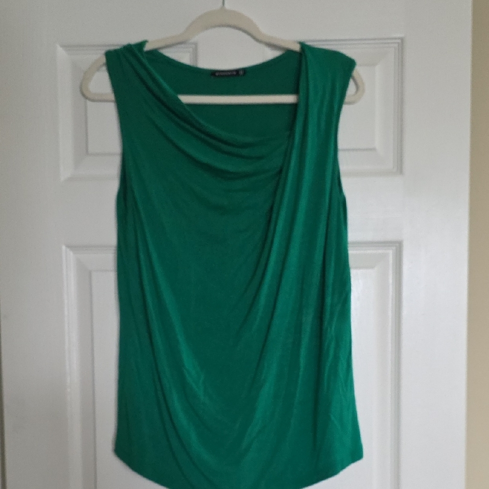 Green Sleeveless Drape Top